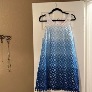 Lily Pulitzer 4 shades of blue sleeveless dress.